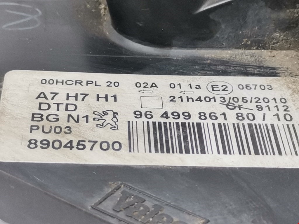 Фара передняя правая Peugeot 207 купить в России