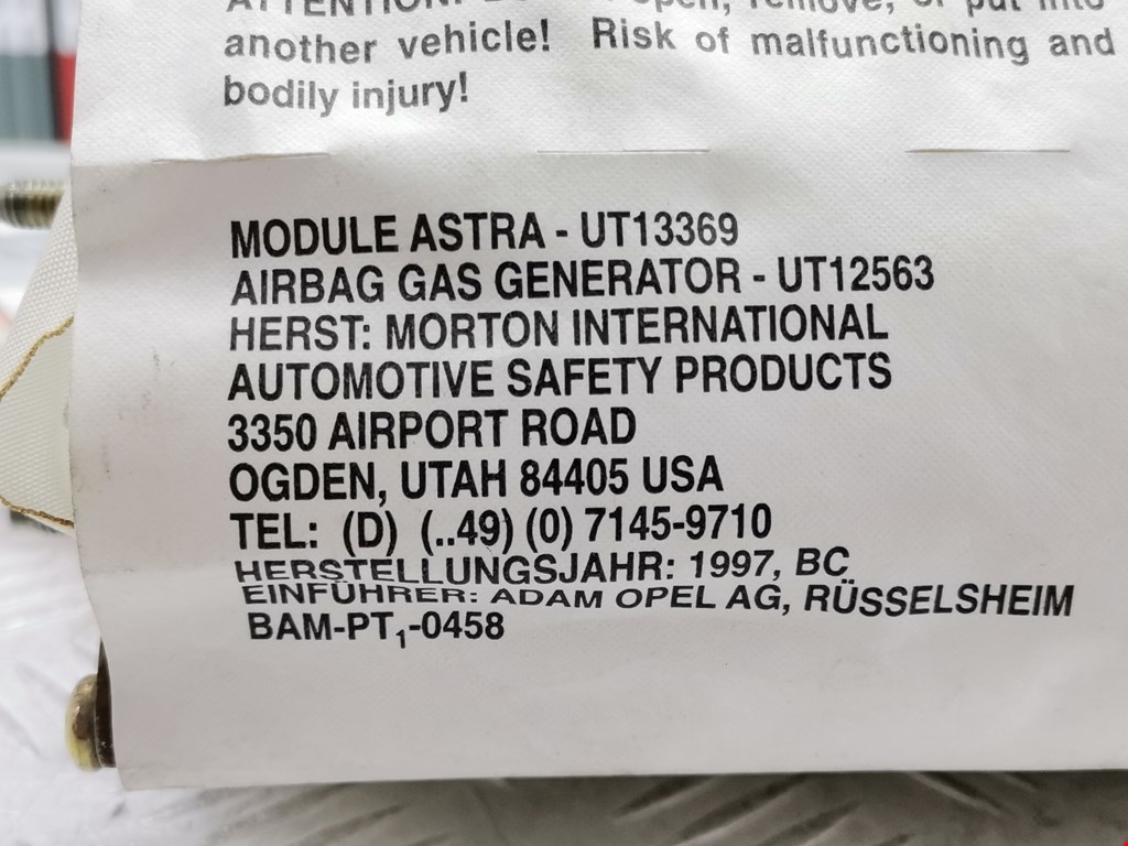 Подушка безопасности пассажирская (в торпедо) Opel Astra F купить в России