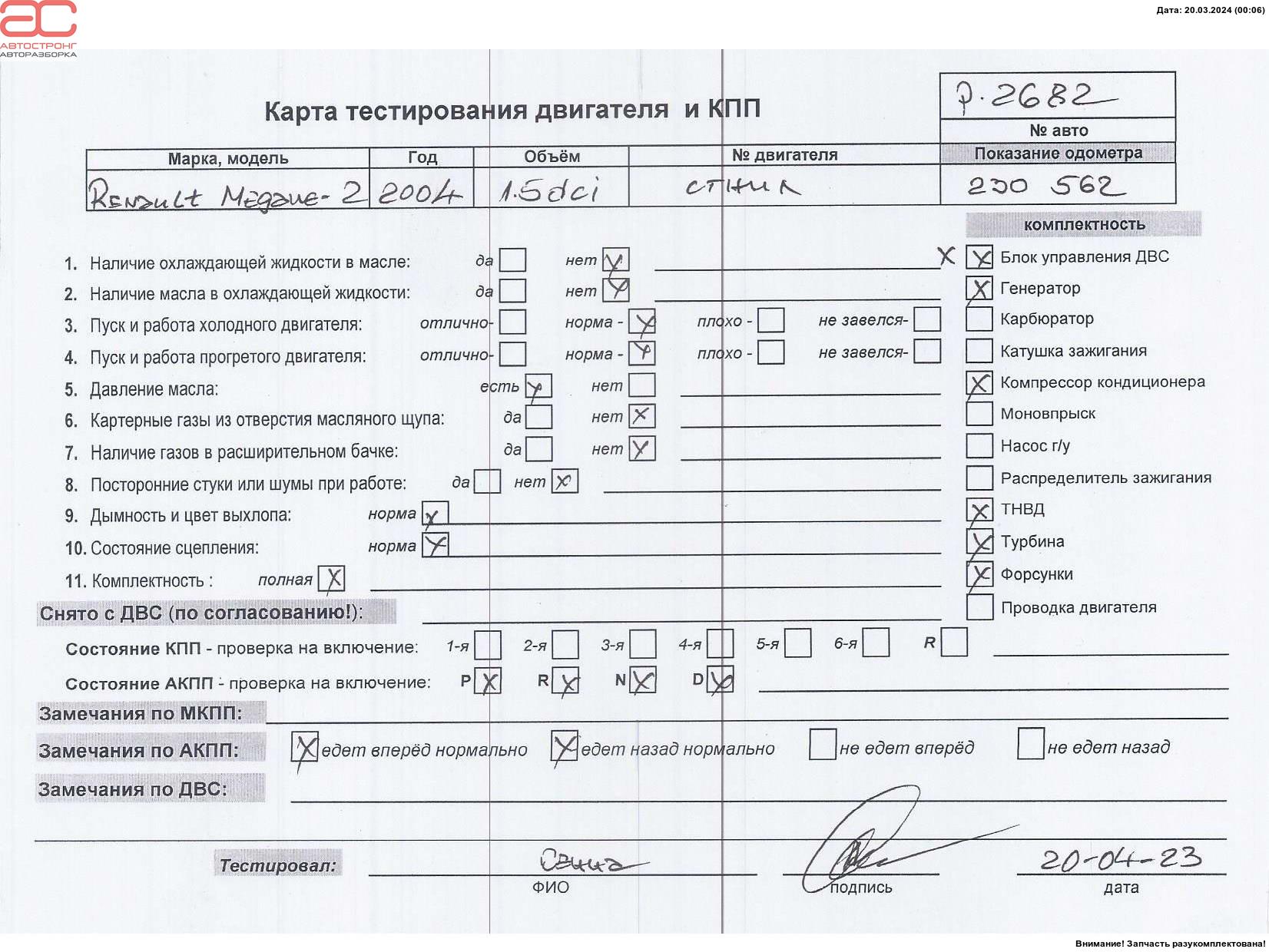 Двигатель (ДВС) Renault Megane 2 купить в России